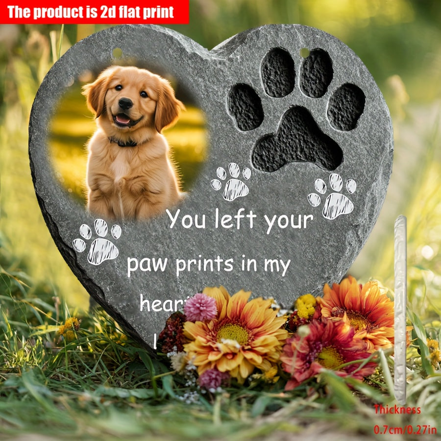 Custom Pet Photo Memorial Resin Heart Plaque – Personalized Bohemian Wall Art 6.3”, Indoor & Outdoor Garden Decor, Wind-Resistant with Custom Phrases – Pet Loss Sympathy Gift