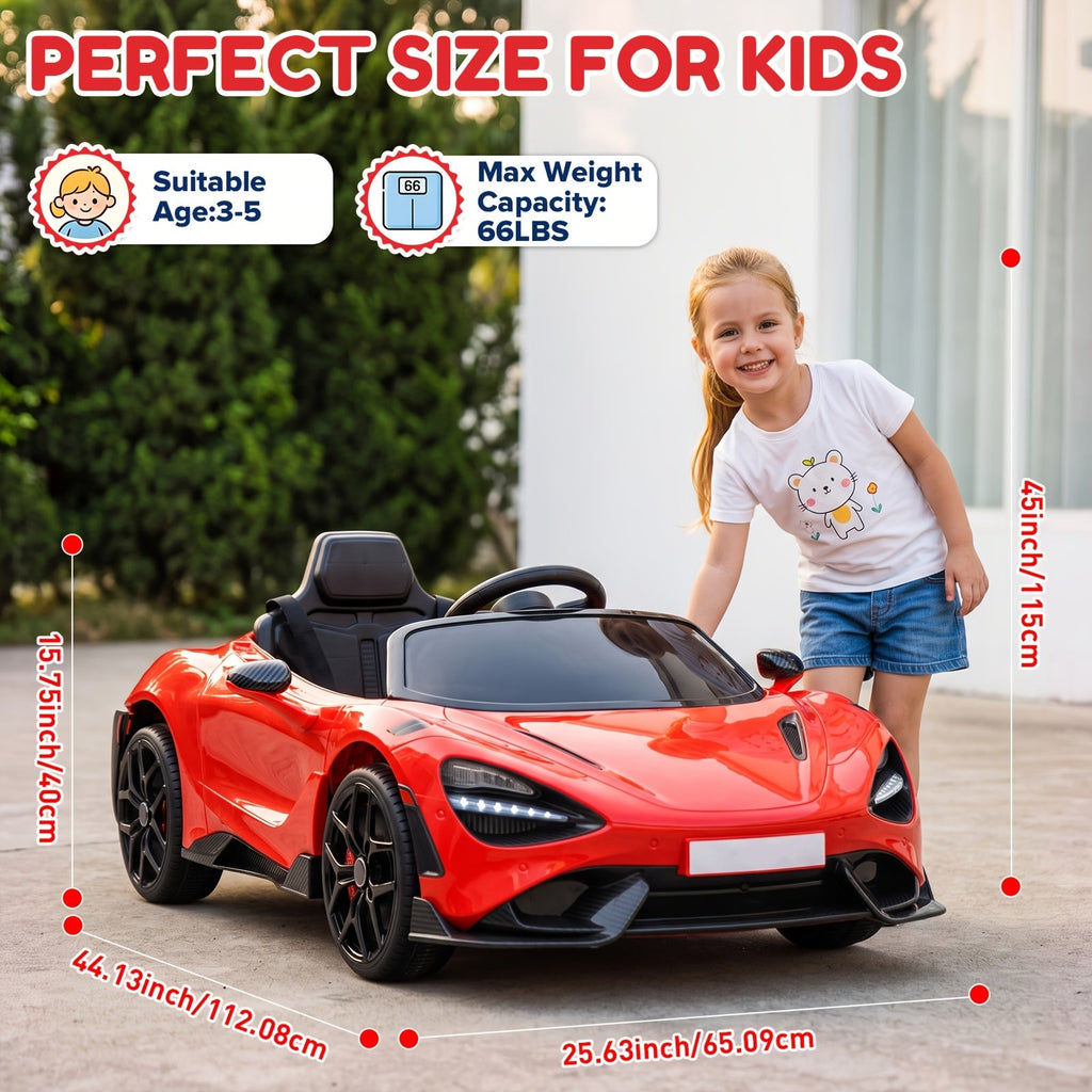Kids Electric Ride-On Car Toy for Toddlers Ages 3-5 - Battery Powered Vehicle with 3 Speed Settings, Parental Remote Control, Suspension System & LED Lights | Birthday Christmas Gift for Boys & Girls