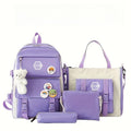 5-Piece Girls School Backpack Set Cute Lightweight Daypack with Tote Bag, Pencil Case & Coin Purse - Durable Student Backpack for School, Hiking & Casual Use