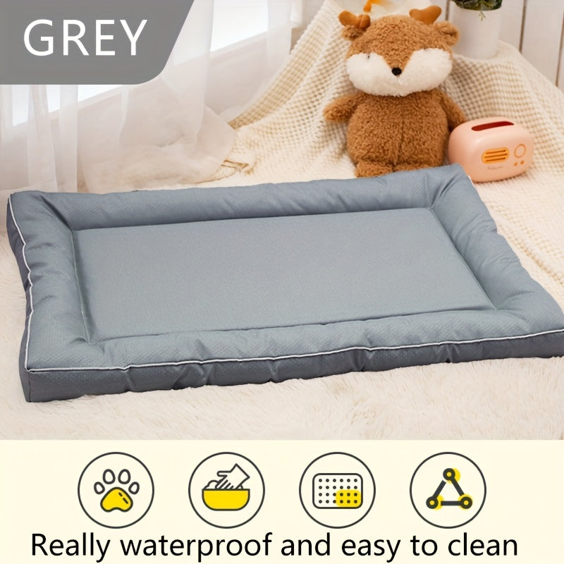 Extra Large Square Dog Bed for Small to Large Dogs – Printed Polyester Non-Slip Pet Mat, Polyester Fiber Filling, All-Season Indoor Dog Kennel Mat Cushion Bed