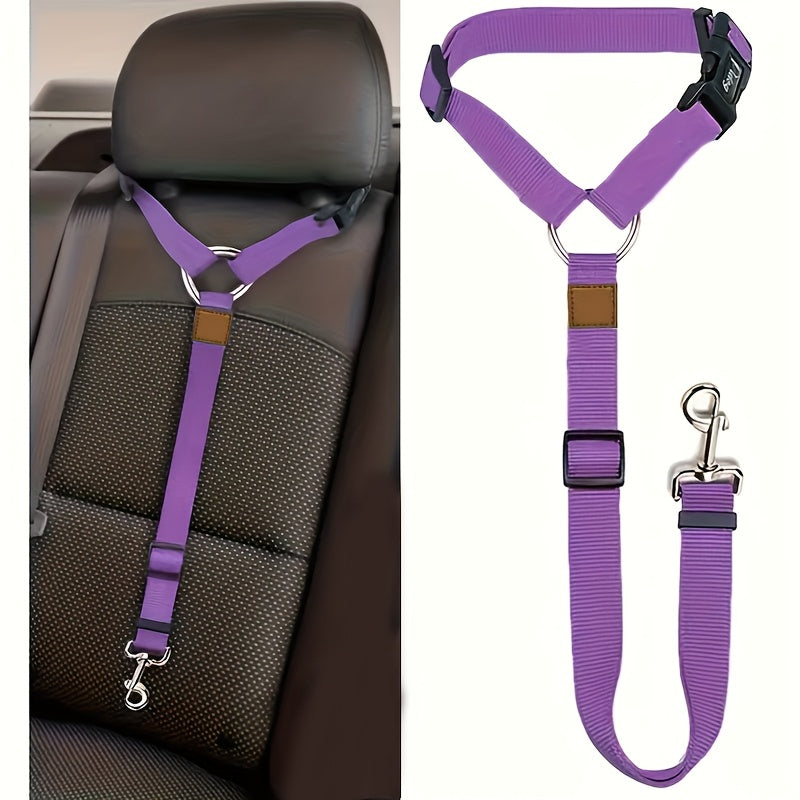Dog Car Safety Harness Vest - Adjustable Padded Belly Band with Solid Metal Buckle, Ergonomic Support & Auto Seatbelt Clip for Pet Travel, Comfortable Dog Vehicle Restraint for Small Medium & Large Dogs