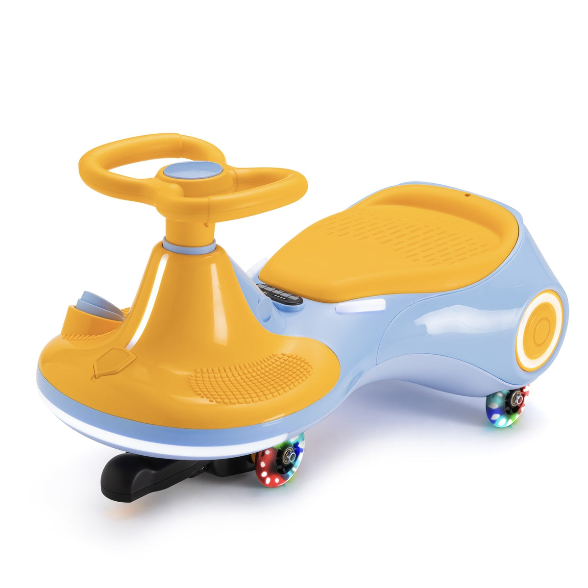 Electric Wiggle Car for Kids 2-in-1 Swing Car with Pedal, Rechargeable Battery, 2 Speeds, Anti-Rollover, Flashing Wheels – Ride-On Toy for Ages 3+ Up to 140 Lbs, Purple Yellow Blue