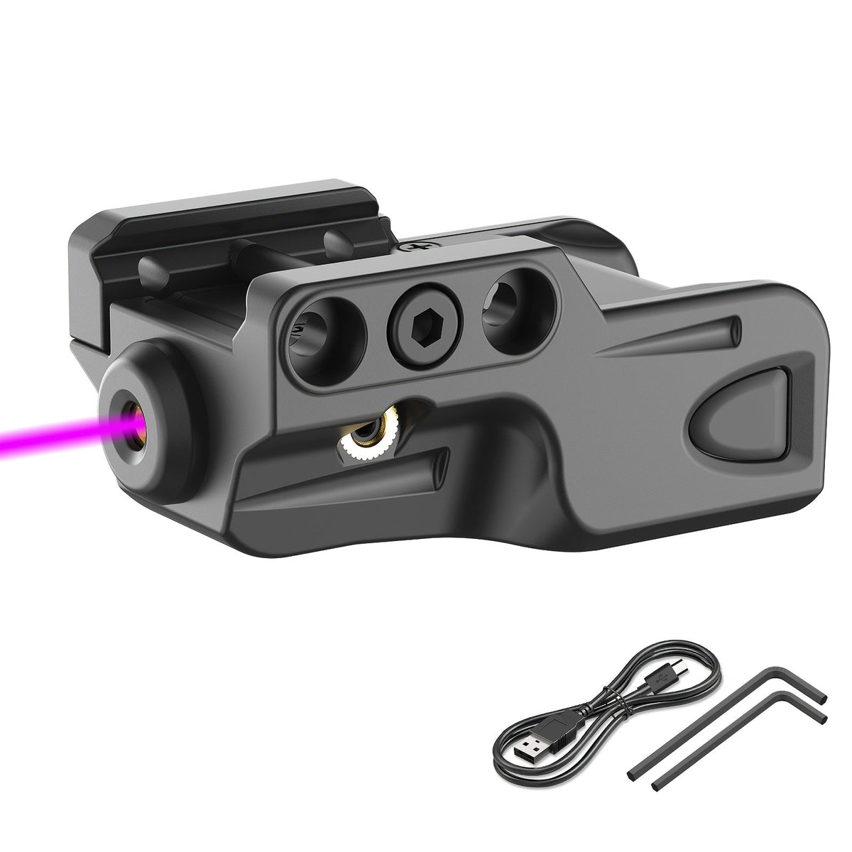Multi-Color Laser Sight USB Rechargeable – Low Profile Picatinny Rail Handgun Pistol Laser, Green Red Blue Purple IR, 1mW–5mW, Polyamide Body, Compact Tactical Firearm Accessory