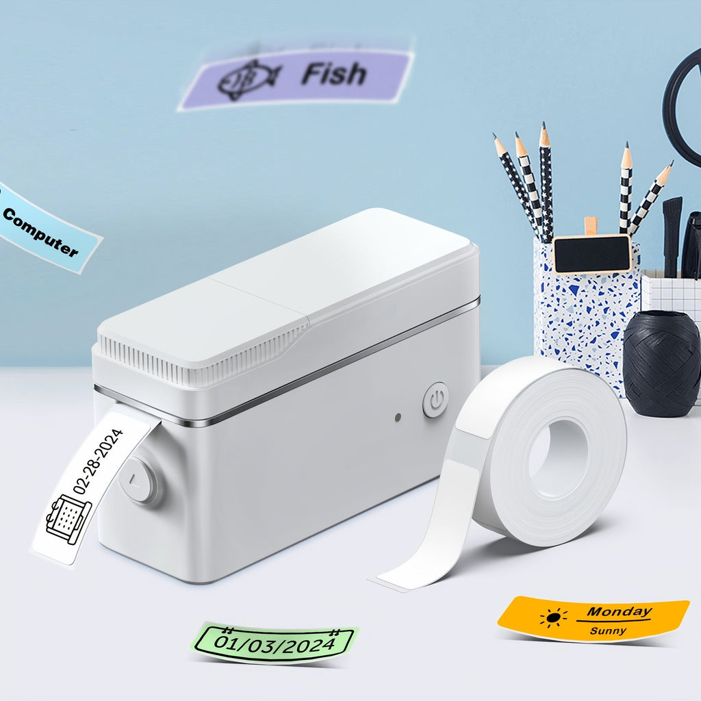 P31S Portable Label Maker Machine with Tape – Mini Bluetooth Thermal Printer, Inkless Sticker Maker with App Templates, Multiple Colors (White, Pink, Green), Home Office School Organization