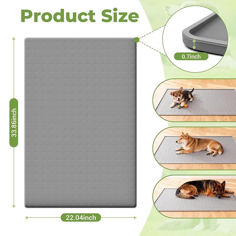 Extra Large Silicone Pet Food Mat 34x22in – Waterproof Non-Slip Dog & Cat Bowl Mat, Floor Protector for Food & Water Bowls, Easy to Clean, Ideal Pet Gift