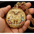 USA 250th Anniversary Pocket Watch 1776-2026 – Retro Wind-Up Timepiece with Bald Eagle & Statue of Liberty, Patriotic Commemorative Gift for History Buffs, Collectors & American Pride