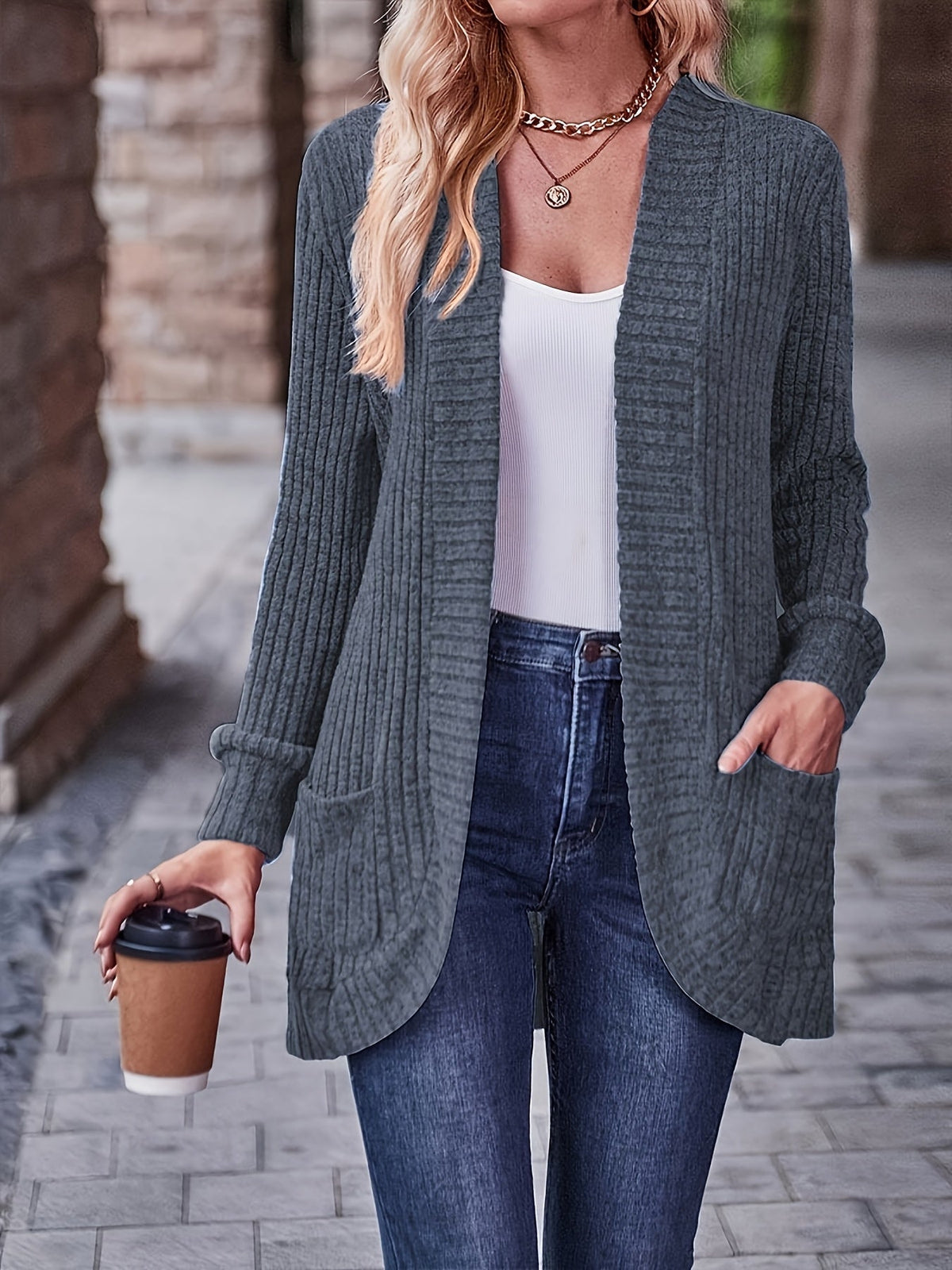 Women's Loose Casual Long Sleeve Blouse Solid Color Pocket Splicing Relaxed Fit Top 10 Colors S-XXL Spring Fall Everyday Wear