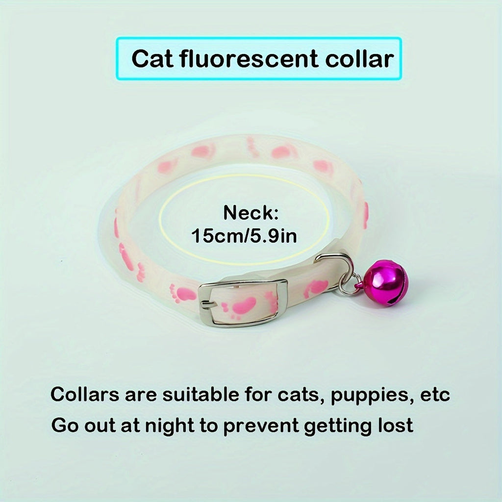 4-Pack Glow in the Dark Cat Collar with Bell Night Safety Reflective Glowing Collars for Outdoor Cats Blacklight Reactive Mixed Colors One Size Fits Most