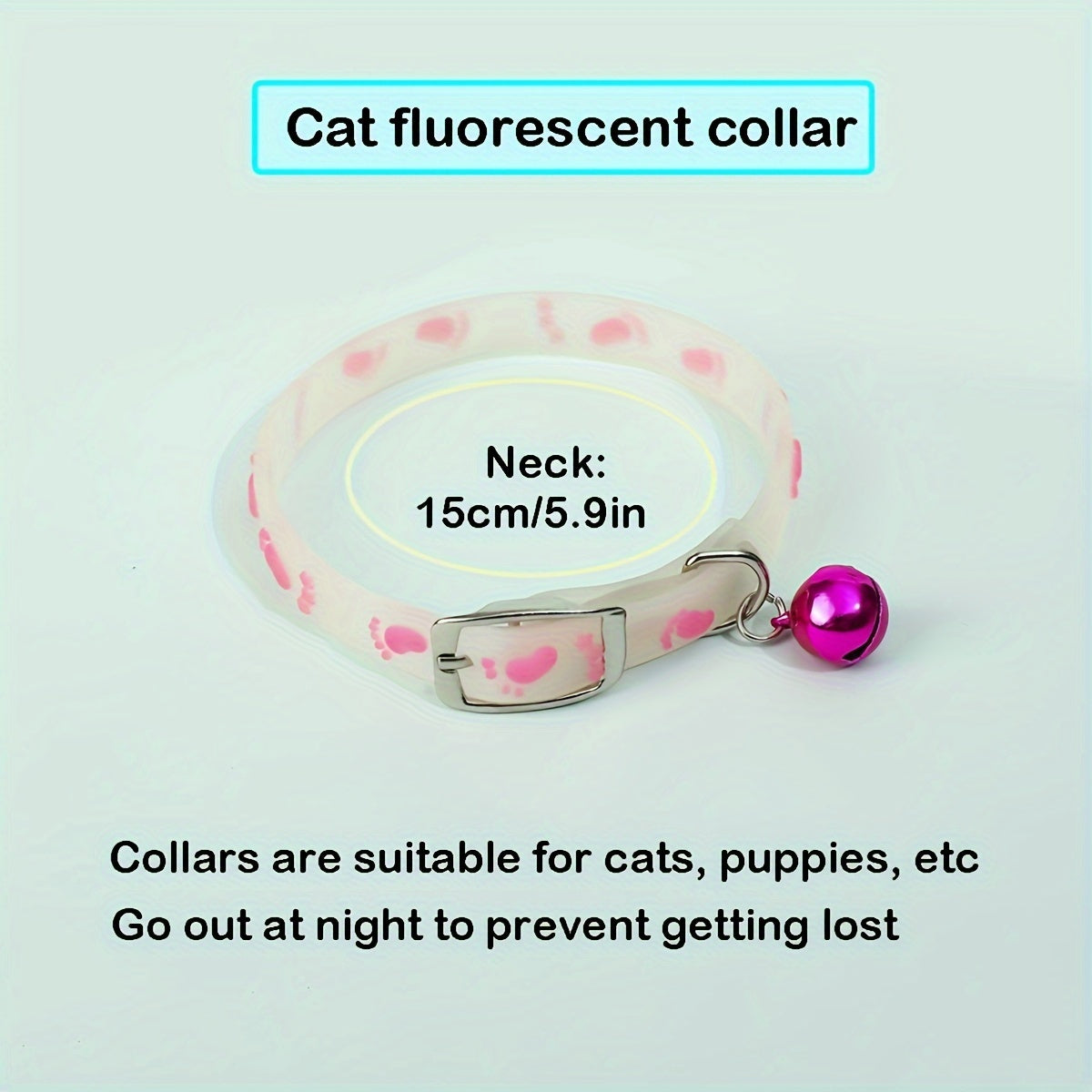 4-Pack Glow in the Dark Cat Collar with Bell Night Safety Reflective Glowing Collars for Outdoor Cats Blacklight Reactive Mixed Colors One Size Fits Most