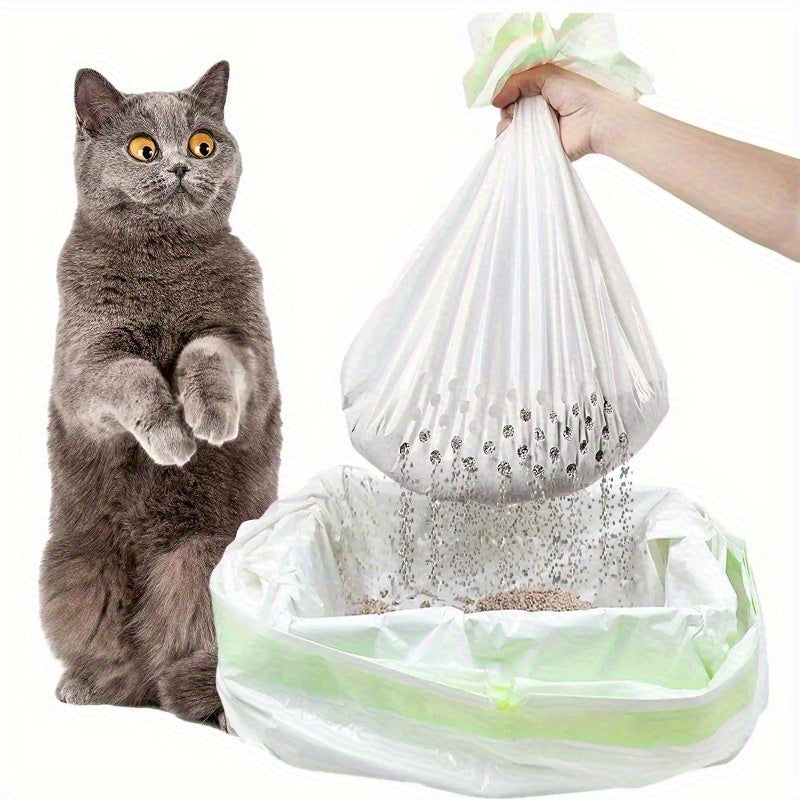 Cat Litter Box Liner Bags with Drawstring Handles – Sturdy Tear-Resistant Disposable Plastic Liners for Easy, Odor-Free Litter Box Cleanup, Single & Multi-Cat Households
