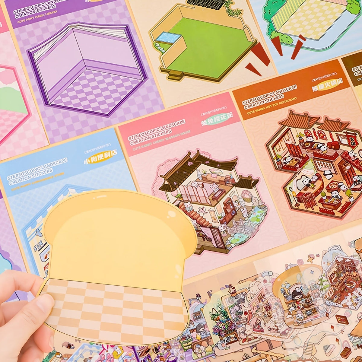 3D Scene Sticker Book for Kids 1500 Pieces - Creative Scrapbook Kit with 20 Scene Cards, 30 Material Types, Four Seasons Landscape Stickers, Educational Arts and Crafts Activity Set for Children