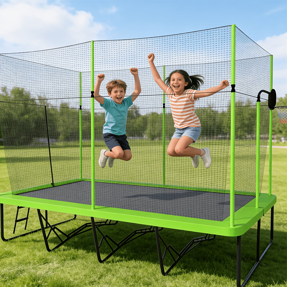 10 x 17 FT Rectangular Trampoline with Enclosure Net – ASTM F2225 Certified, 352 lb Capacity, Reinforced Welded Base, Superior Bounce for Family Gymnastics & Athletic Training