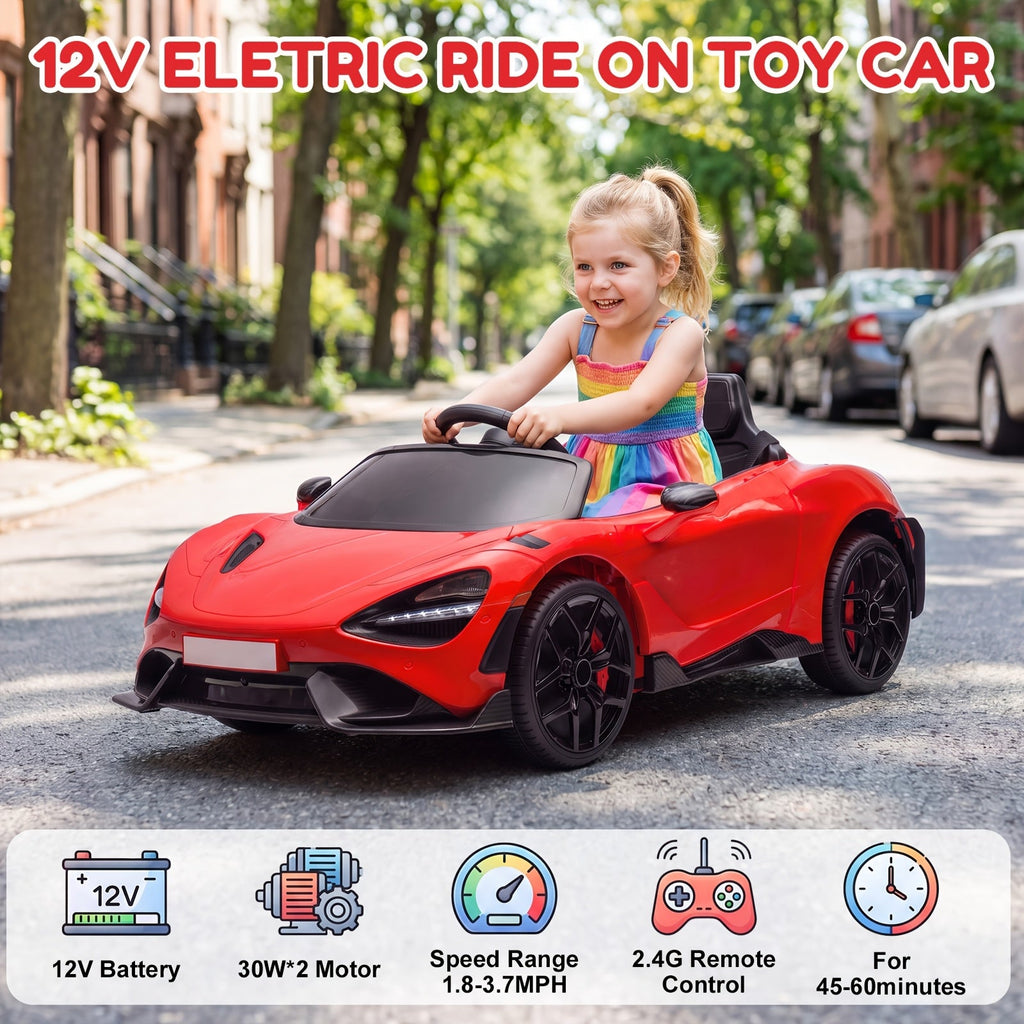 Kids Electric Ride-On Car Toy for Toddlers Ages 3-5 - Battery Powered Vehicle with 3 Speed Settings, Parental Remote Control, Suspension System & LED Lights | Birthday Christmas Gift for Boys & Girls