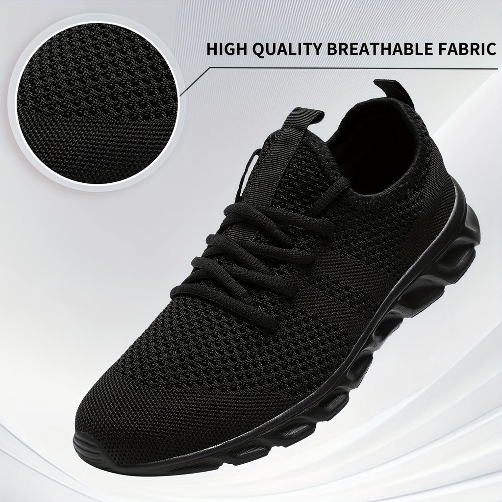 Men's Lightweight Breathable Knit Mesh Sneakers EVA Sole Low-Top Lace-Up Running Walking Shoes White Red Black Round Toe All-Season Gym Travel Daily Wear Sizes US 6-13.5