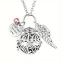 Lotus Flower Urn Necklace for Ashes – Angel Wings Hollow Locket Memorial Cremation Pendant for Women, Elegant Sympathy Jewelry Gift for Human & Pet Loss