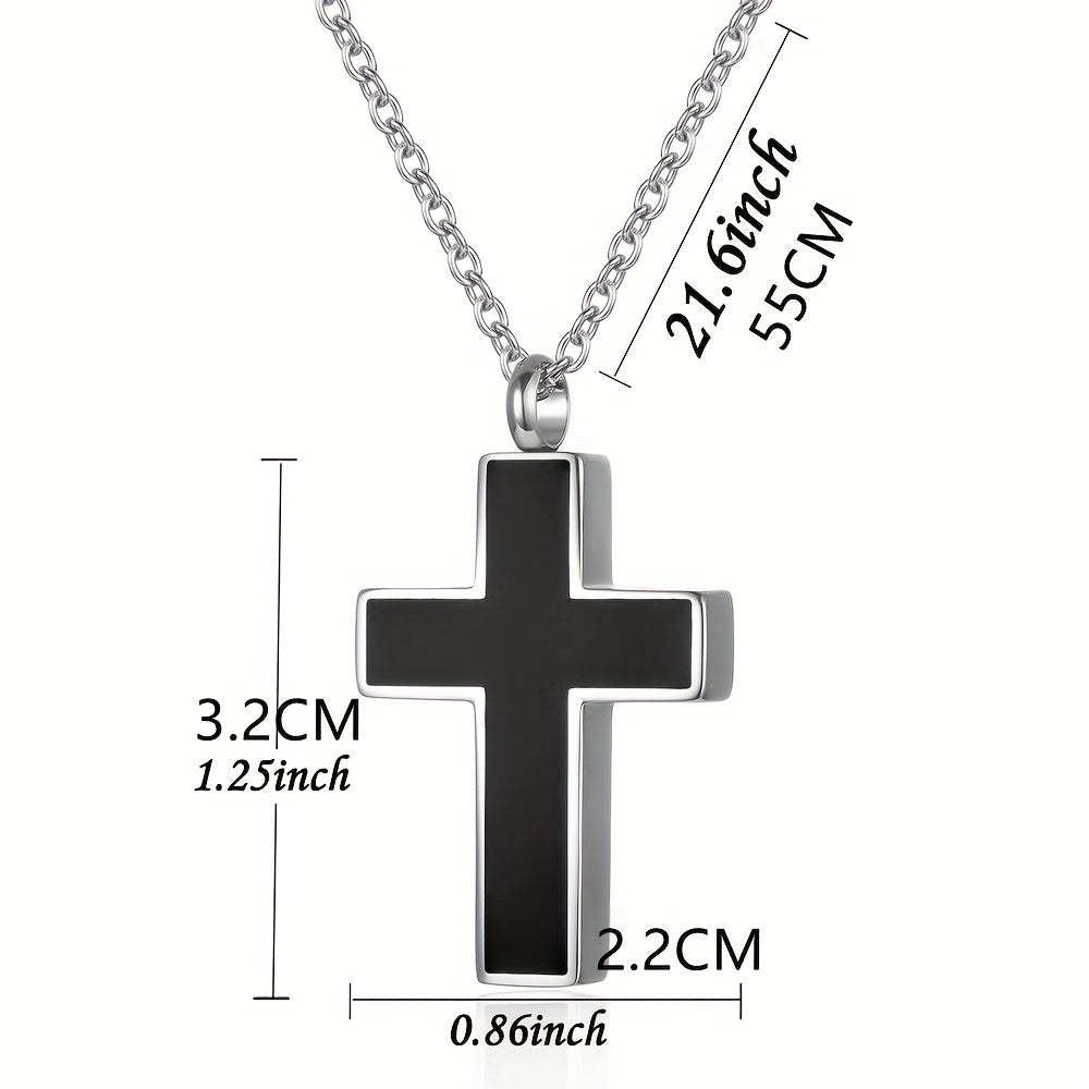 Stainless Steel Cremation Urn Necklace for Ashes – Memorial Keepsake Pendant for Pet, Human & Loved Ones with Filling Kit, Cross & Sympathy Jewelry Gift for Loss