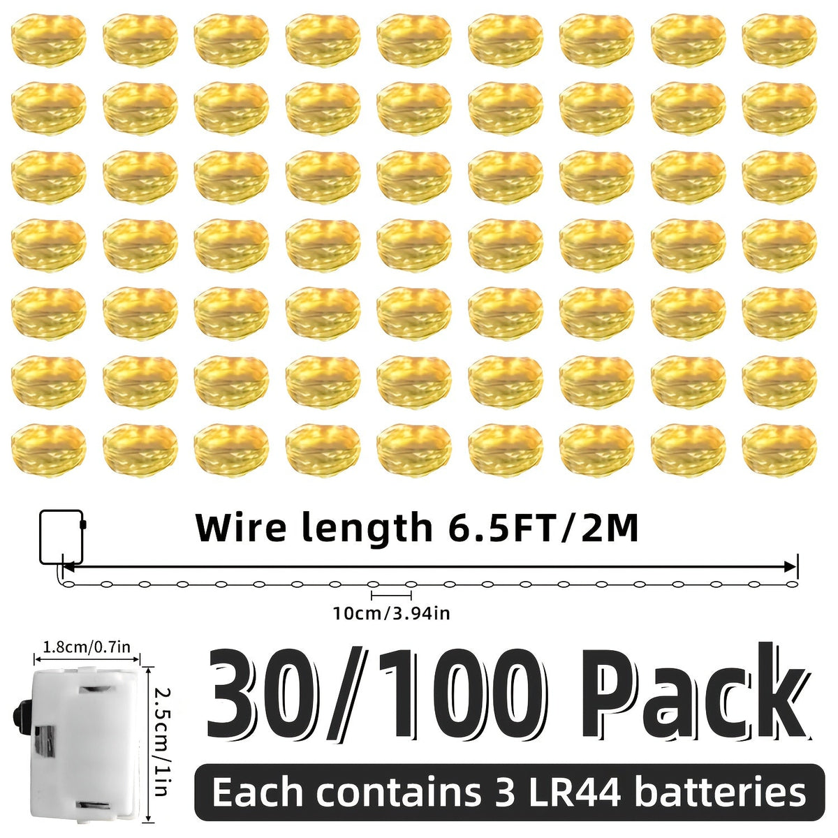 LED Fairy Lights Battery Operated 30/100 Pack – 6.5ft 20 LED Silver Wire Firefly String Lights for Wedding, Christmas, Halloween, Bedroom, Party Table Centerpieces & DIY Crafts Decor