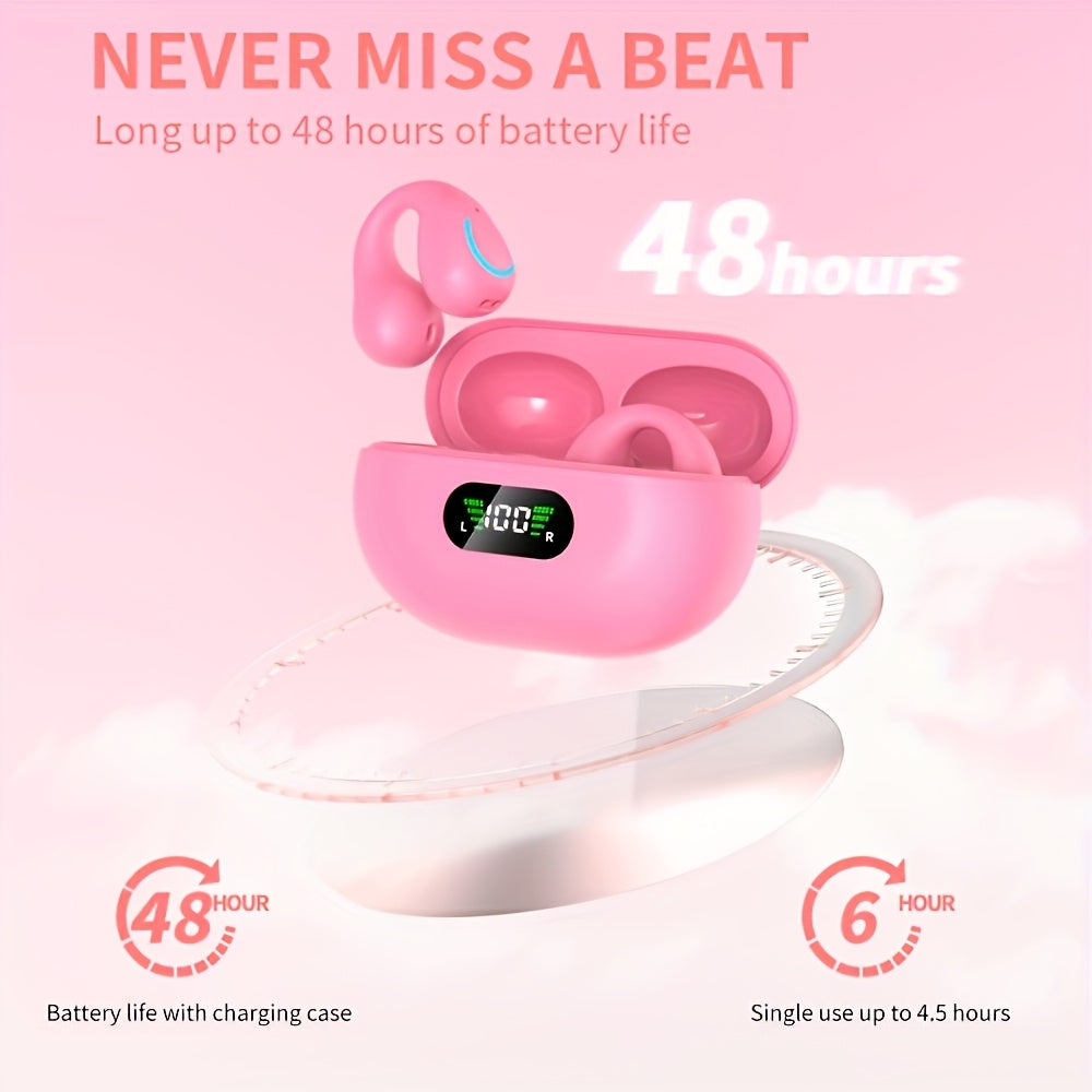 Open-Ear Wireless Earphones Bluetooth 5.4 TWS 360 Degree Ambient Awareness ENC Clear Calls Touch Control All-Day Comfort Sport Fitness Earbuds Secure Fit Truly Open Design