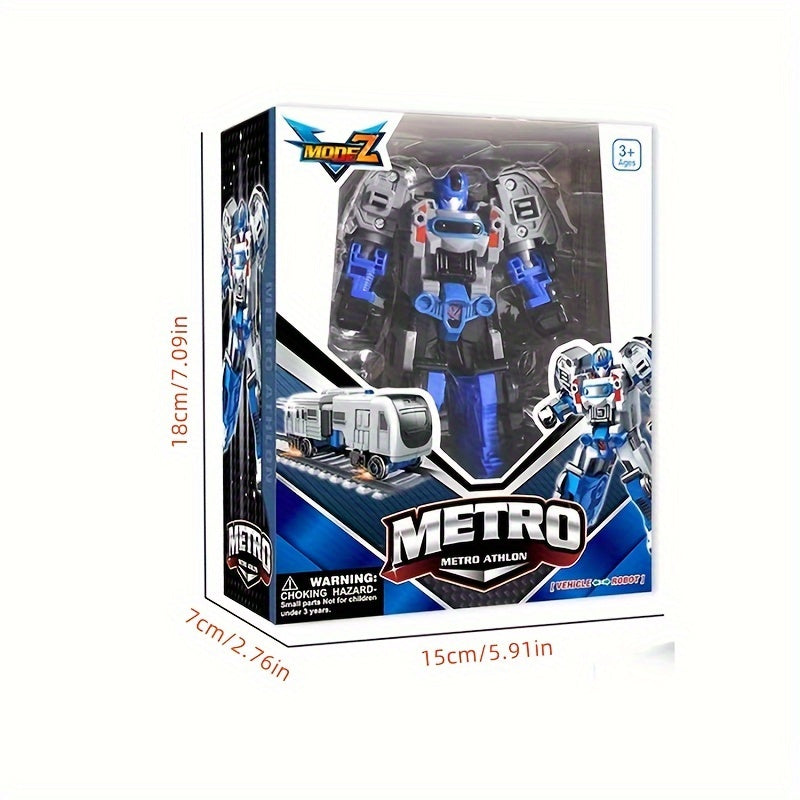 2-in-1 Transforming Robot Train Assembly Toy for Kids - Cartoon Figure Puzzle Building Set, DIY Transform Robot Vehicle Model, STEM Creative Toy for Boys Ages 4+, Birthday Christmas Gift