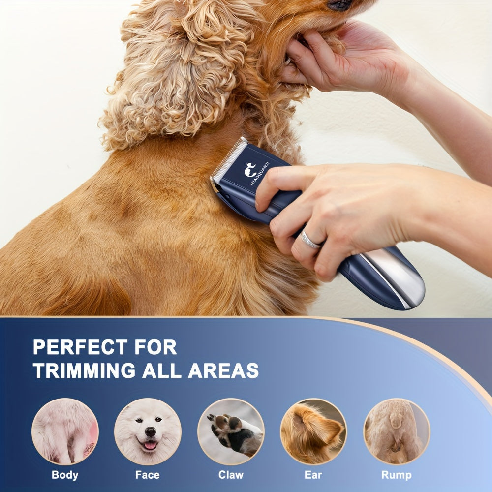 Professional Pet Grooming Clipper USB Rechargeable Cordless Low-Noise Electric Dog Cat Hair Trimmer for All Breeds Home Salon Use Black Blue