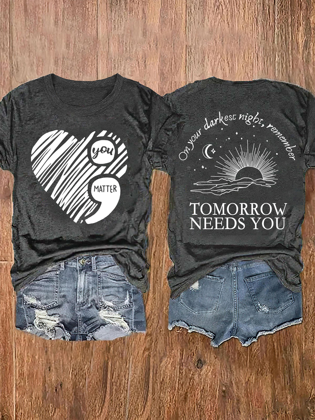 Women's You Matter Print T-Shirt Front and Back Crew Neck Casual Short Sleeve Top S M L XL XXL Pink White Black Red Blue Gray