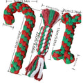 Christmas Dog Rope Toys 3-Pack – Candy Cane Shape Chew-Resistant Tug of War Rope Toy Set for Small & Medium Dogs, Durable Teeth Cleaning Knot Toys in Red, White & Green Holiday Colors