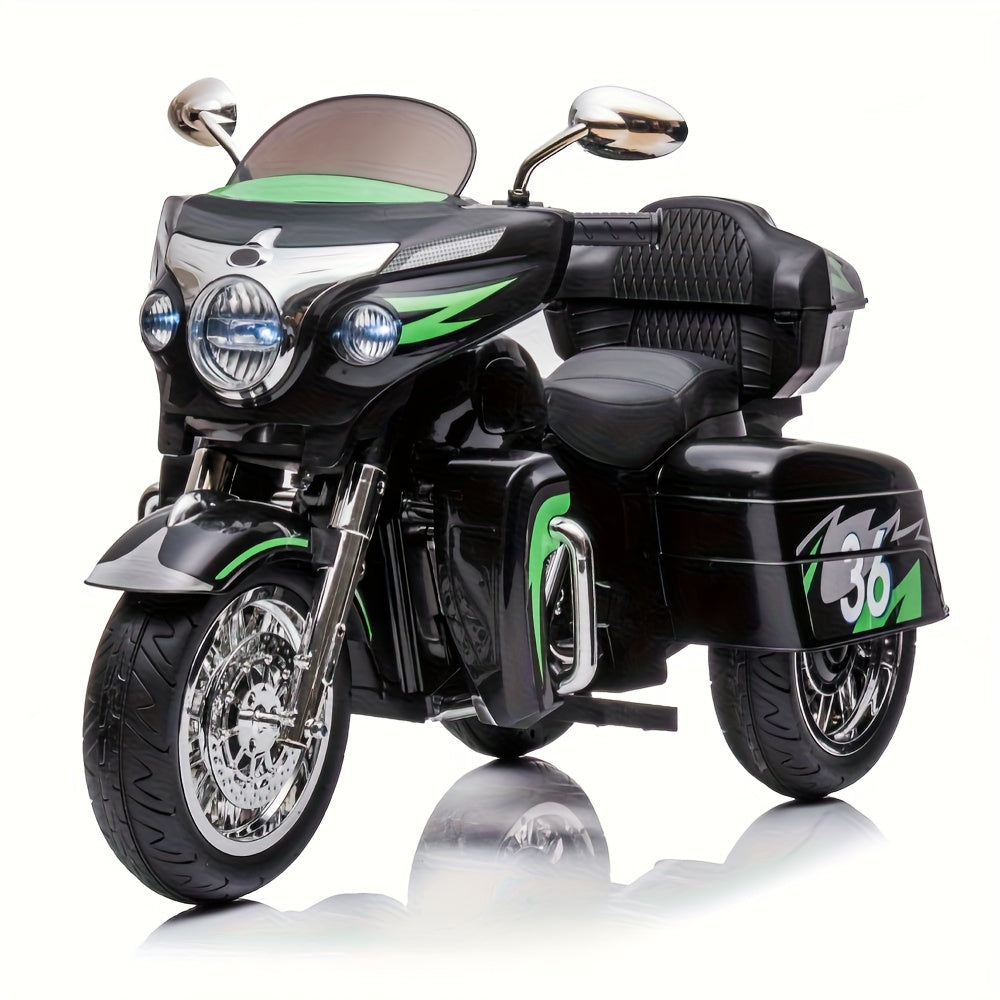 12V Kids Electric Motorcycle 2-Seat Ride On Motorbike with 3 Wheels Bluetooth USB LED Light Storage Box Safe Durable for Boys Girls Ages 3 to 8 Birthday Christmas Gift Black White Red