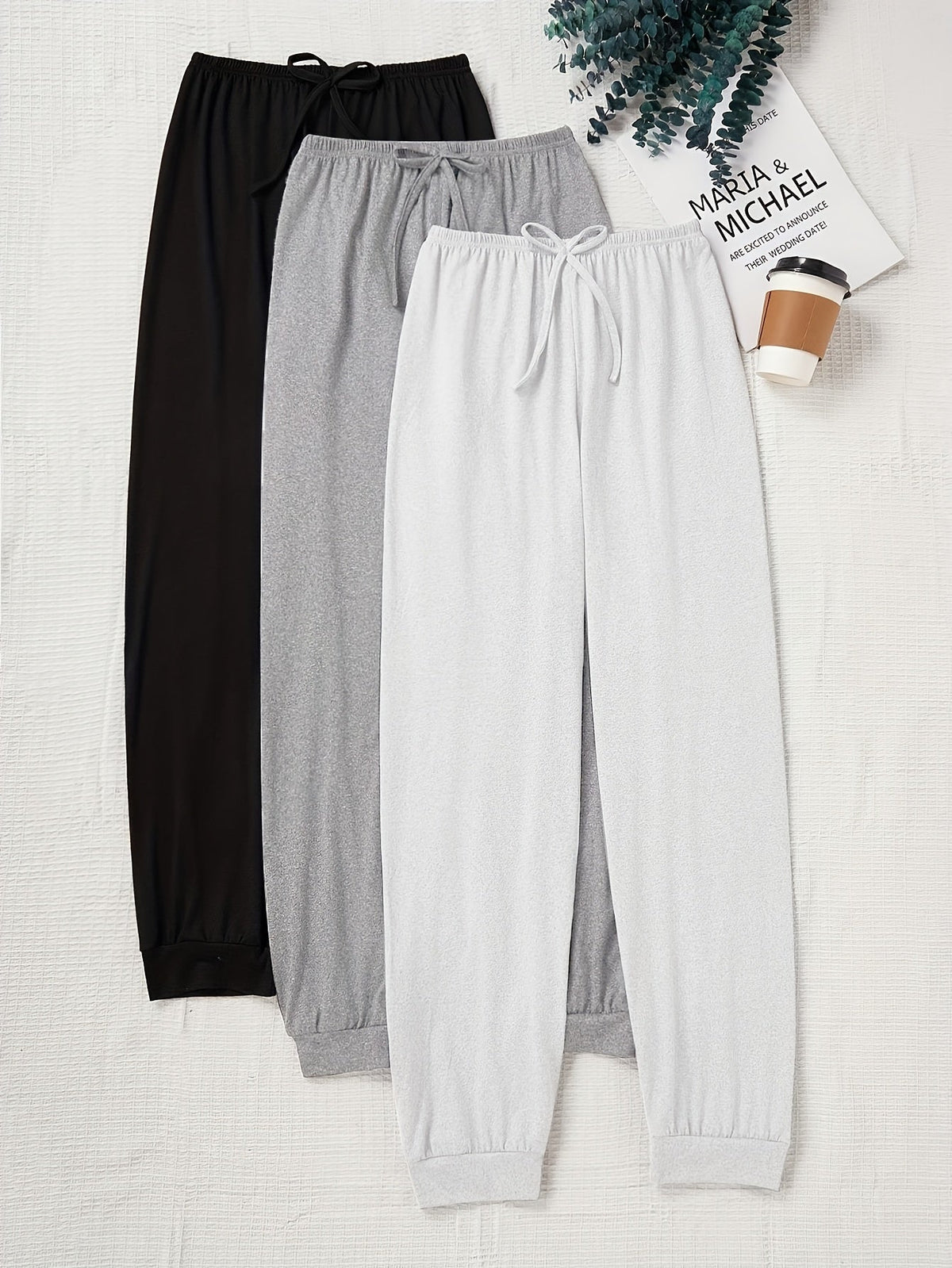 Women's Casual Drawstring Pants Loose Fit Elastic Waist Solid Color Home Lounge Pants Autumn Fall Comfortable Knit Polyester XS S M L XL XXL