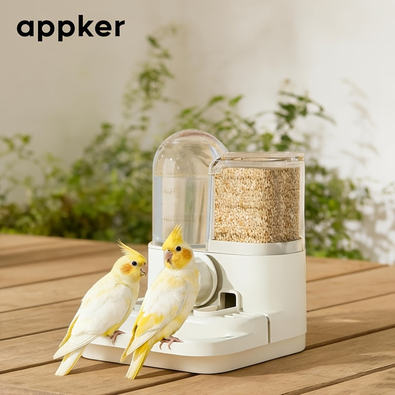2-in-1 Hanging Bird Feeder and Waterer with Perching Rack - Multi-Function Bird Food & Water Container for Indoor Cage Birds, No Power Required, Pet Bird Keeping Accessory for Parakeets & Small Birds