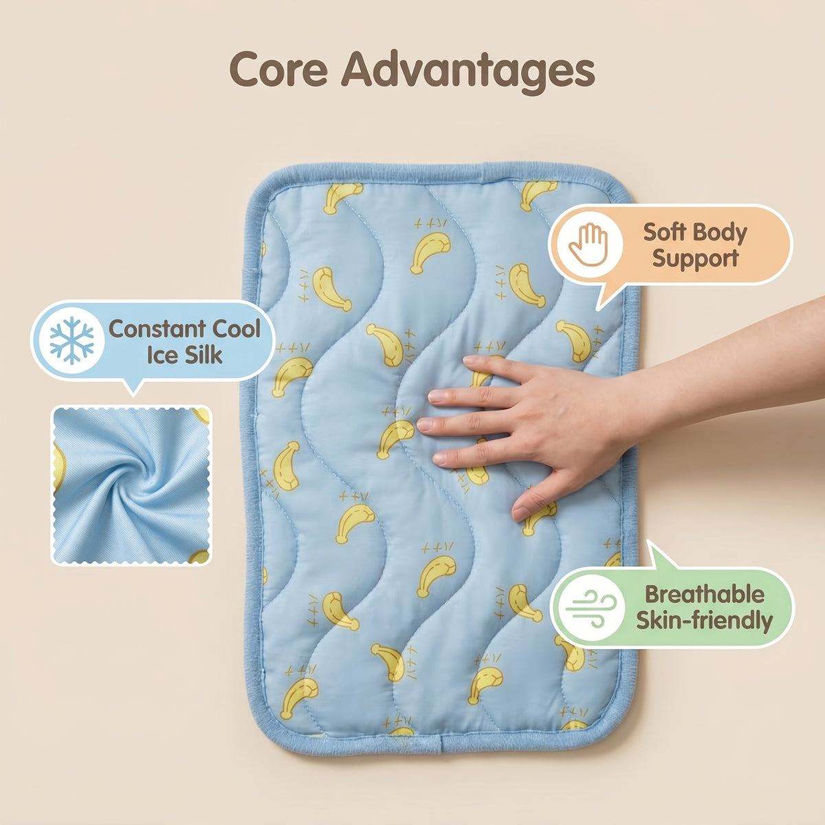 Pet Cooling Mat for Summer – Non-Slip Bite-Resistant Ice Cooling Pad for Dogs & Cats, Self-Cooling Pressure-Activated Gel Mat for Indoor Outdoor Use, Keeps Pets Cool in Hot Weather