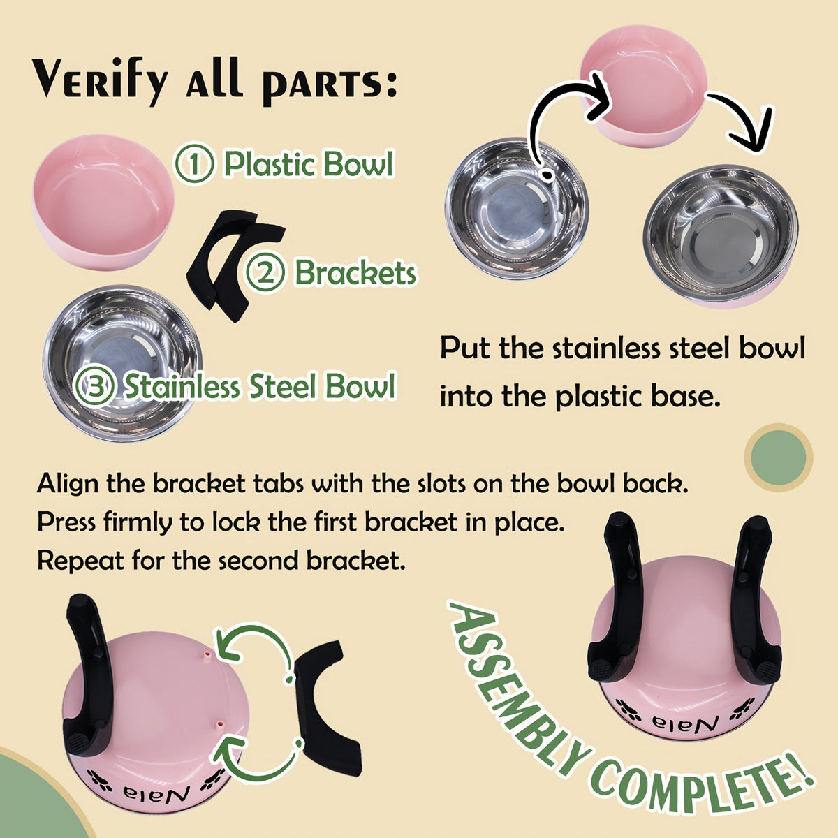 Personalized Stainless Steel Elevated Pet Bowl for Small Dogs – Anti-Slip Raised Feeder with Custom Name & Pattern, Neck Protection Design, Easy Clean Dog Food Water Dish