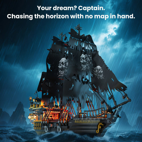 1713 Pcs Pirate Ship Building Toy Set Model Boat Kit Black Ship Home Office Desk Decor Halloween Christmas Gift for Adults Teens 14+ Building Blocks