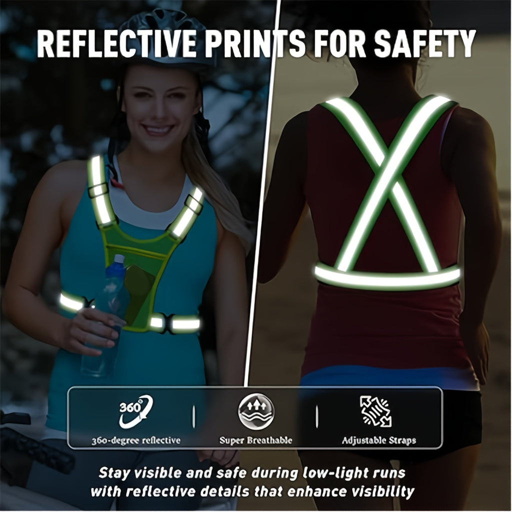 Reflective Running Vest 2-Pack with Phone Holder & 2 Reflective Bracelets – High Visibility Safety Gear for Men Women Jogging Dog Walking Cycling