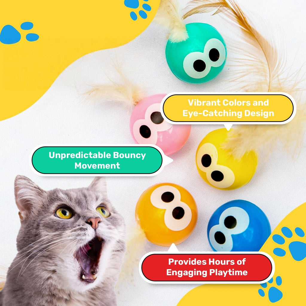 5-Pack High-Bouncing Kitten Chase Balls – Self-Play Plastic Ball Toy Set for Indoor Cats & Small Breeds, Interactive Hunting & Exercise Toy for Kitten Development, Boredom Buster Cat Toy
