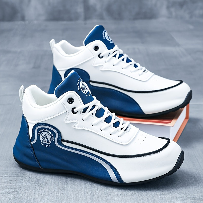 Men's Arch Support Anti-Slip Running Shoes – Lightweight Breathable Tennis Walking Gym Shoes, Corrective Sports Sneakers, White Blue & White Grey, Sizes US 7–12.5