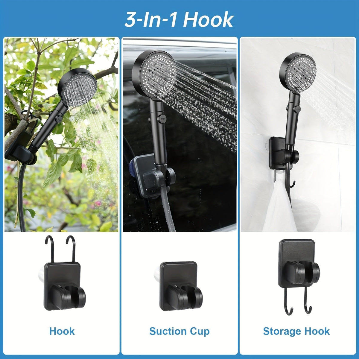 Portable Camping Shower 6000mAh Battery 120-Min Runtime 6 Spray Modes Smart Temperature Display – Lightweight Outdoor Shower Pump for Camping, Hiking, Pet Cleaning, Car Washing & Beach