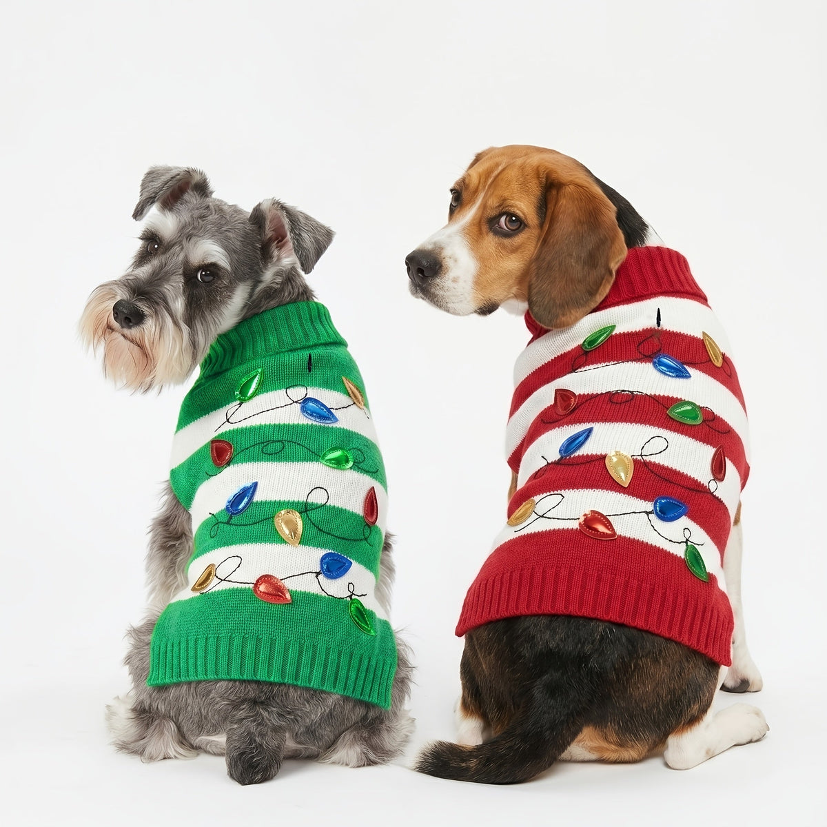 Dog Christmas Sweater Vest Knit Pullover – Warm Soft Thick Winter Holiday Pet Sweater for Small Medium Dogs, XS to XXL, Fits Chihuahua Yorkie Pug Dachshund Schnauzer Bulldog Teddy, Red & Green