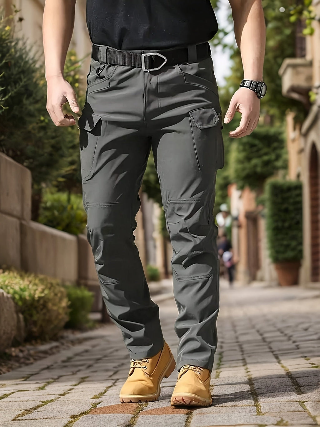Men's Tactical Cargo Pants Lightweight Quick Dry – Breathable Multi-Pocket Hiking Pants with Belt, Relaxed Fit All-Season Outdoor Work Pants, Wear-Resistant – M to XXXL, Black / Grey / Khaki