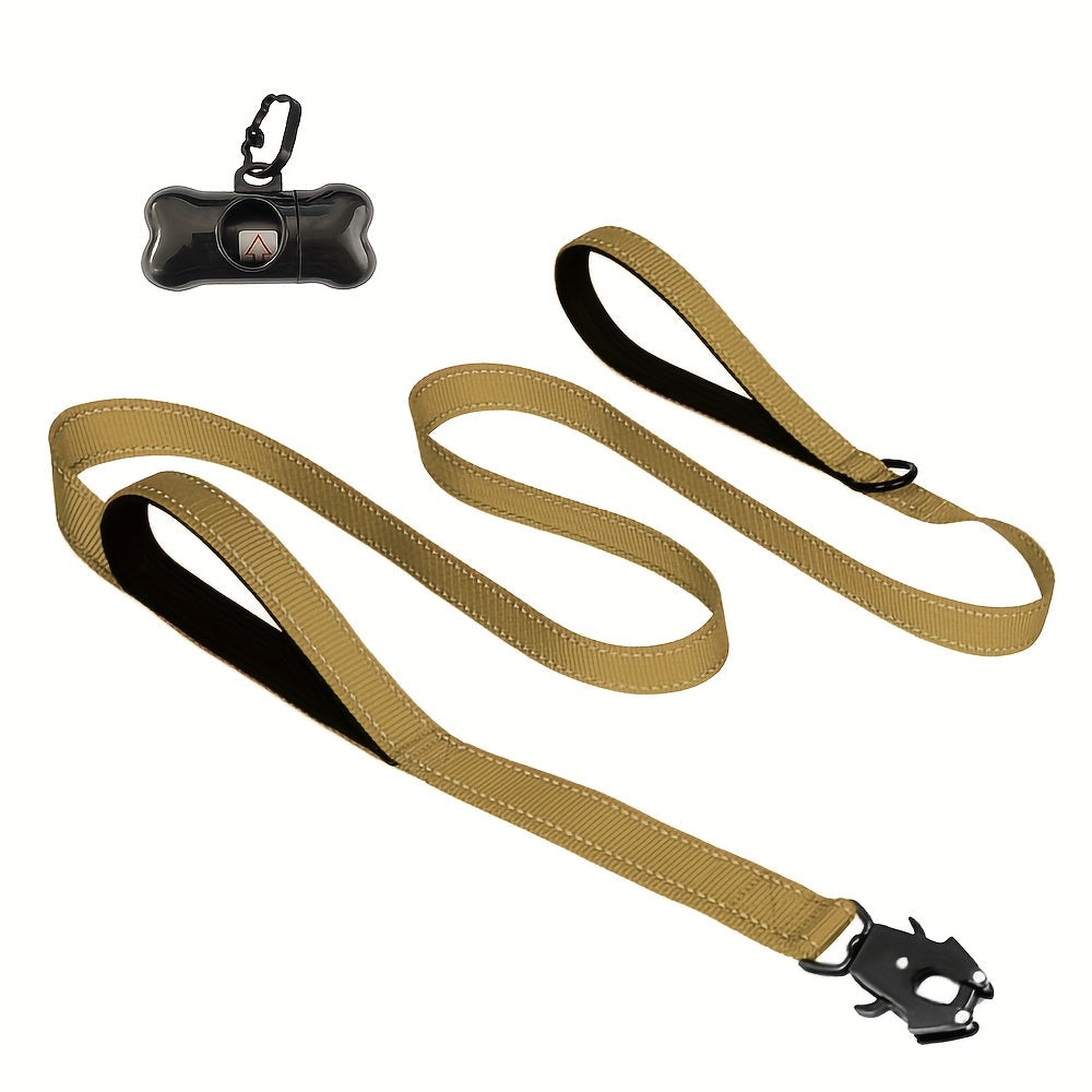 6ft Heavy Duty Dog Leash with Double Handles & Tactical Frog Clip – Reflective Rope Training Leash with Quick Release Locking Clip for Medium & Large Dogs, 11 Colors Available