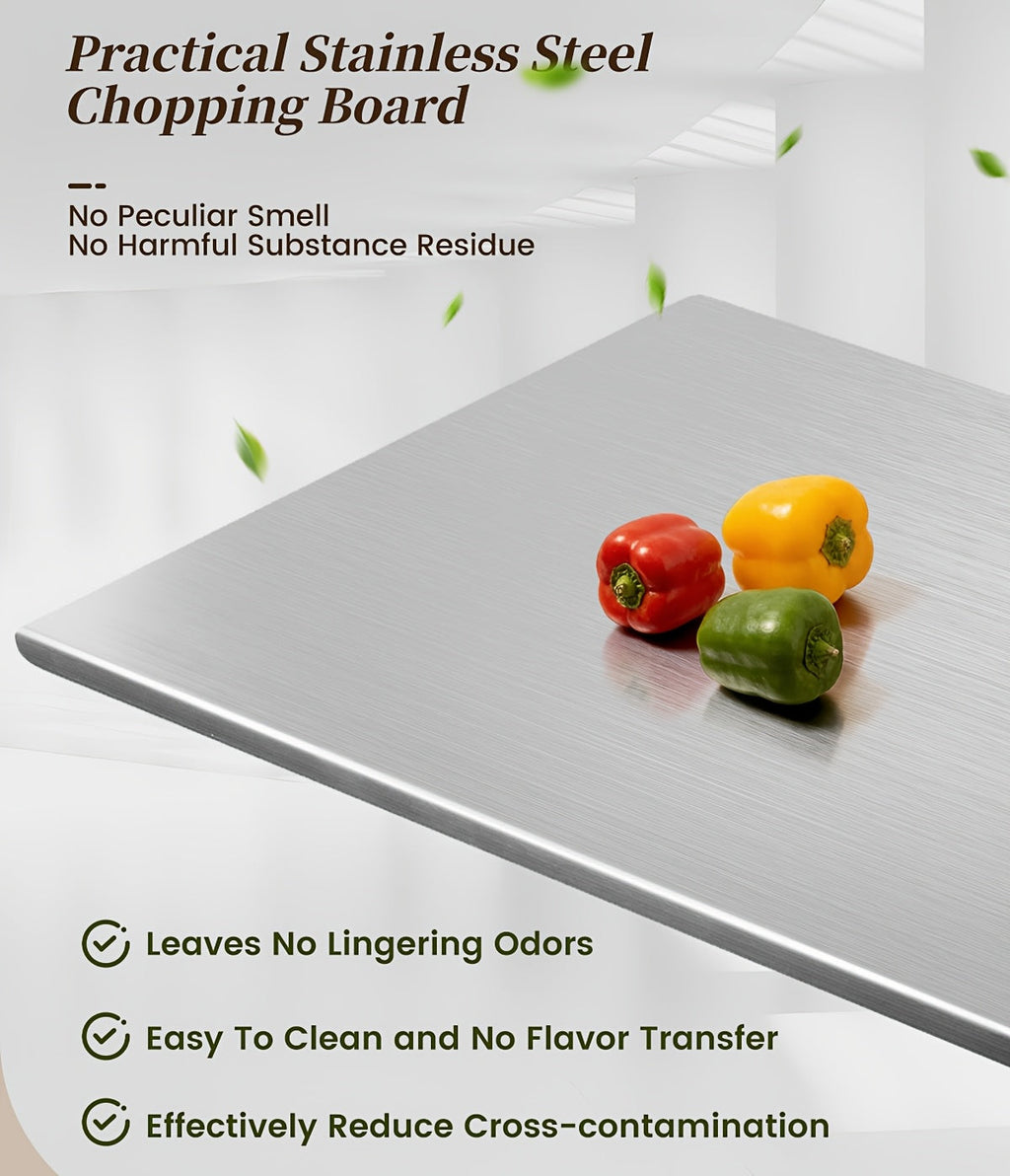 304 Stainless Steel Cutting Board – Rust-Proof Butcher Block Kitchen Prep Board, Easy to Clean, Available in 3 Sizes (15.75”×11.81”, 19.69”×15.75”, 23.62”×15.75”)