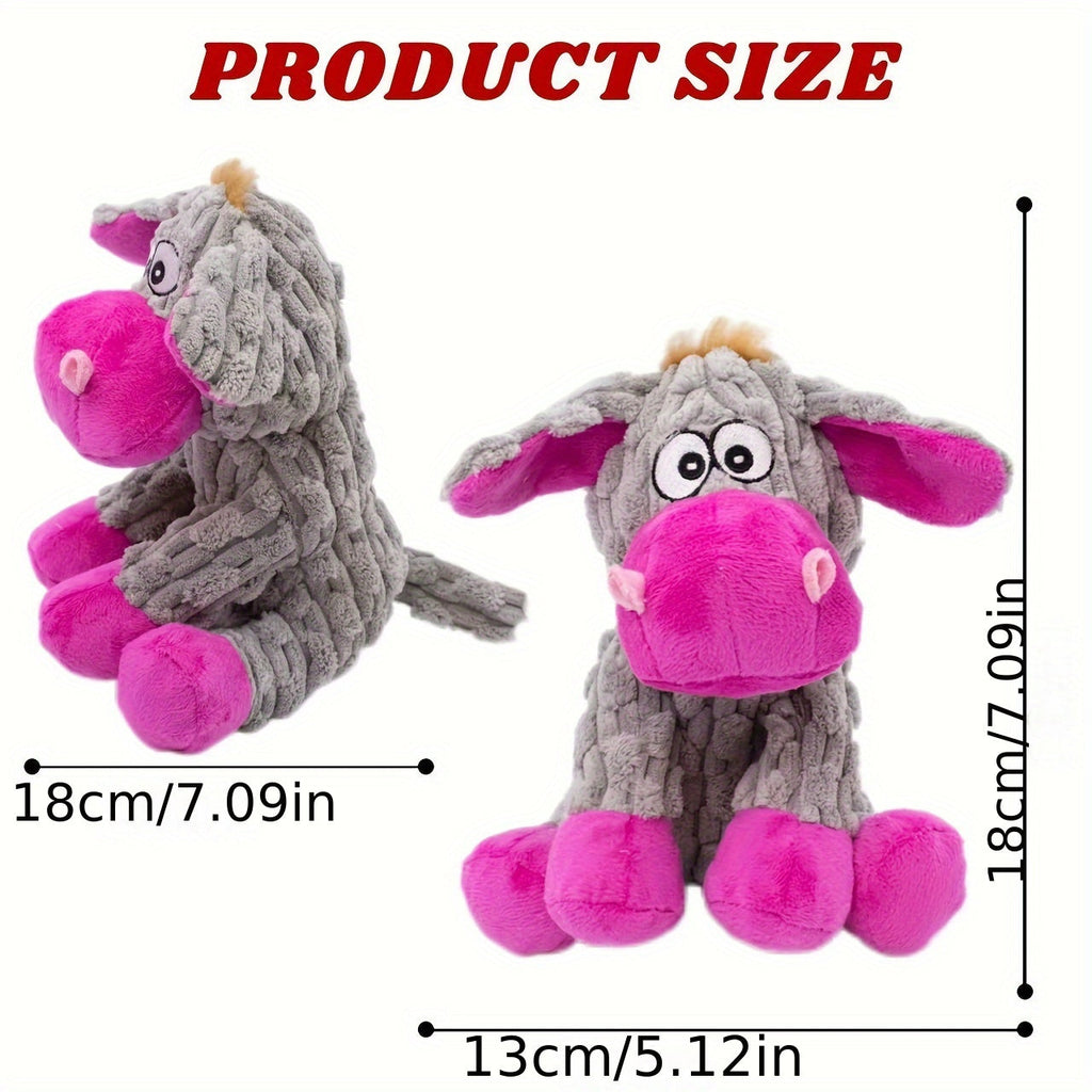 Pink Donkey Squeaky Plush Dog Toy – Cute Noisy Stuffed Animal Chew Toy for Small & Medium Dogs, Soft Interactive Bite Doll for Puppies, Fun Gift for Dog Lovers and Pet Play