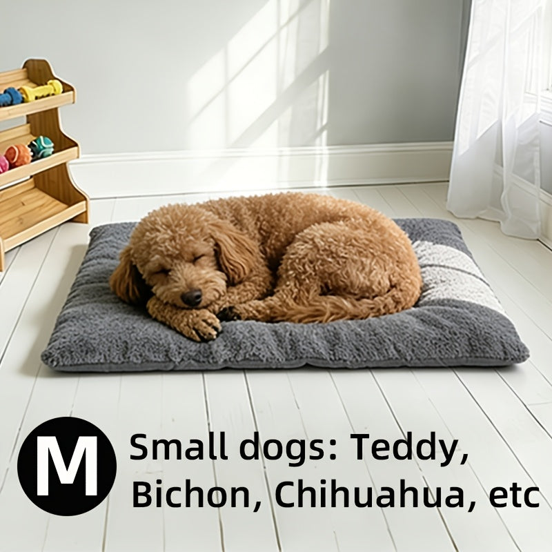 Warm Plush Dog Bed for Winter - Soft Thickened Pet Mat Kennel with Cozy Filling, Available in 3 Sizes for Small Medium Large Dogs & Cats, Indoor Pet House Sleeping Pad All-Season Comfort