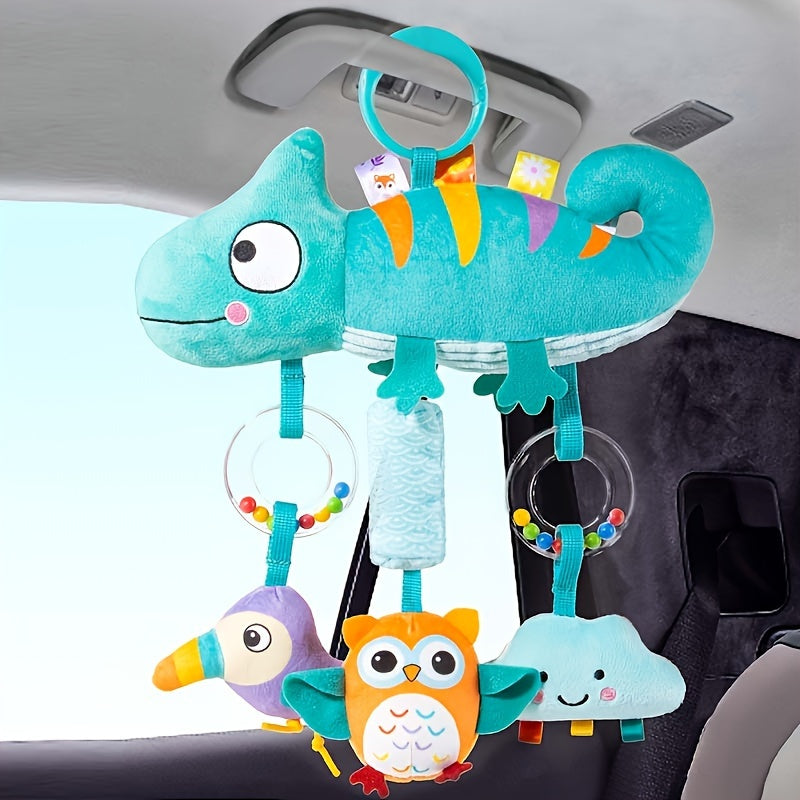 Soft Cartoon Animal Hanging Rattle Toy for Baby Crinkle Squeaky Sensory Wind Chime Pendant for Car Seat Stroller Crib Infant Newborn Baby Shower Birthday Halloween Christmas Gift – Lizard & Sloth