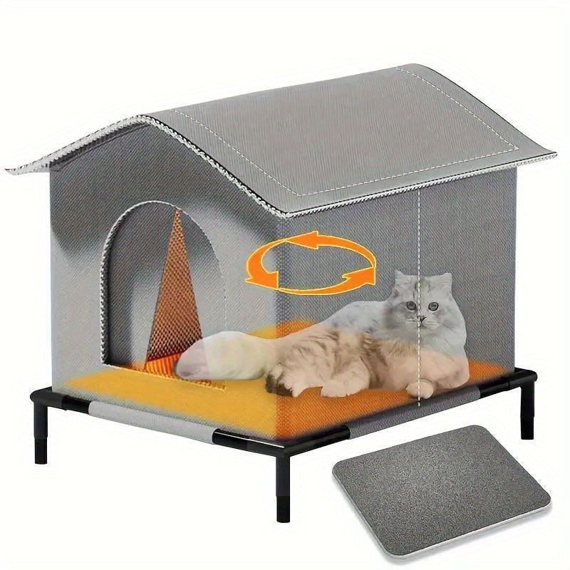 Outdoor Cat Shelter Insulated All-Season – Weatherproof Warm House for Stray & Feral Cats and Small Dogs, Raised Base, Medium Large Extra-Large Sizes, Sturdy Year-Round Outdoor Pet Bed & Habitat