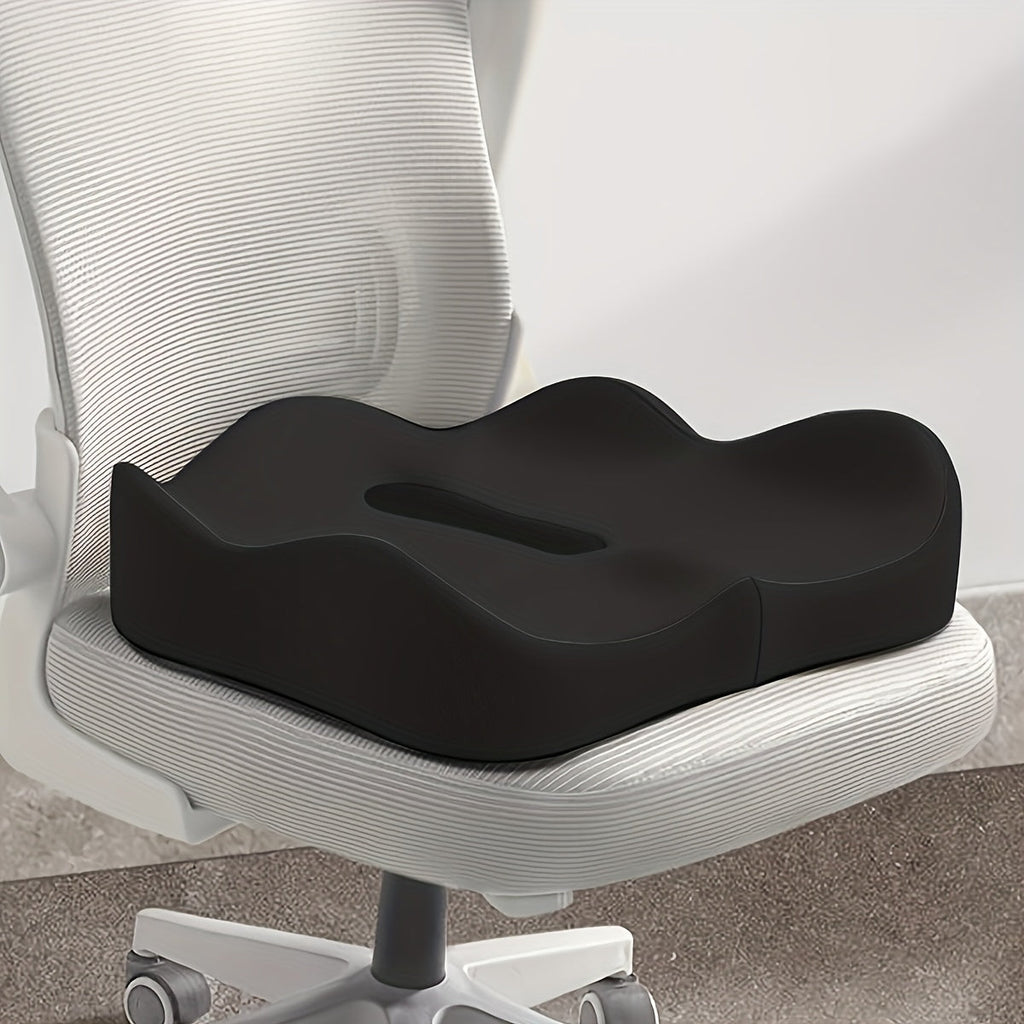 Ergonomic Memory Foam Seat Cushion for Office Chair, Wheelchair & Car Seat – Contoured Tailbone Relief, Soft Knit Cover, Non-Slip Base, Multiple Colors Available