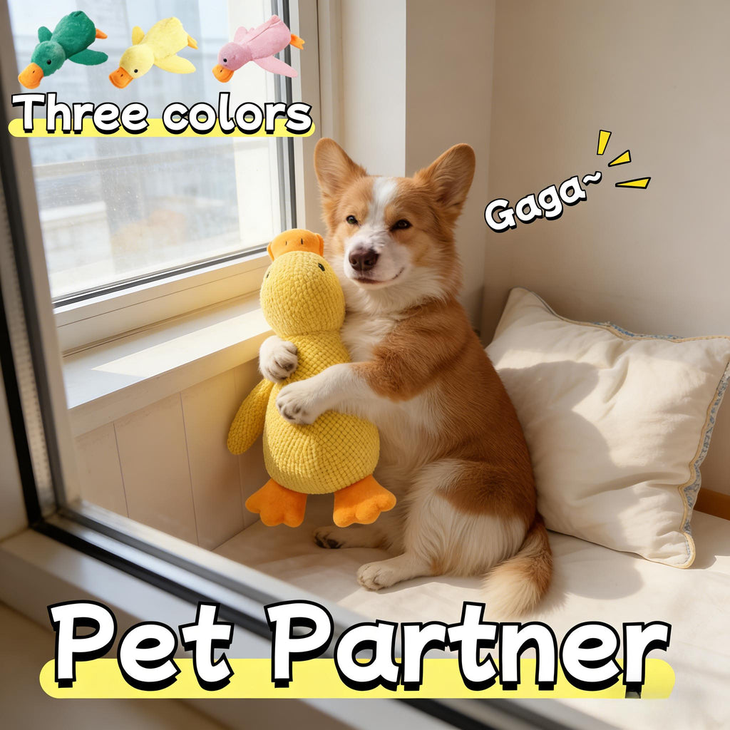 Duck Plush Squeaky Dog Toy 9" - Interactive Chewable Stuffed Animal for Dogs & Cats, 3 Colors, Bite-Resistant Squeak Toy for All Breeds, Cute Soft Pet Plush Toy for Play & Comfort