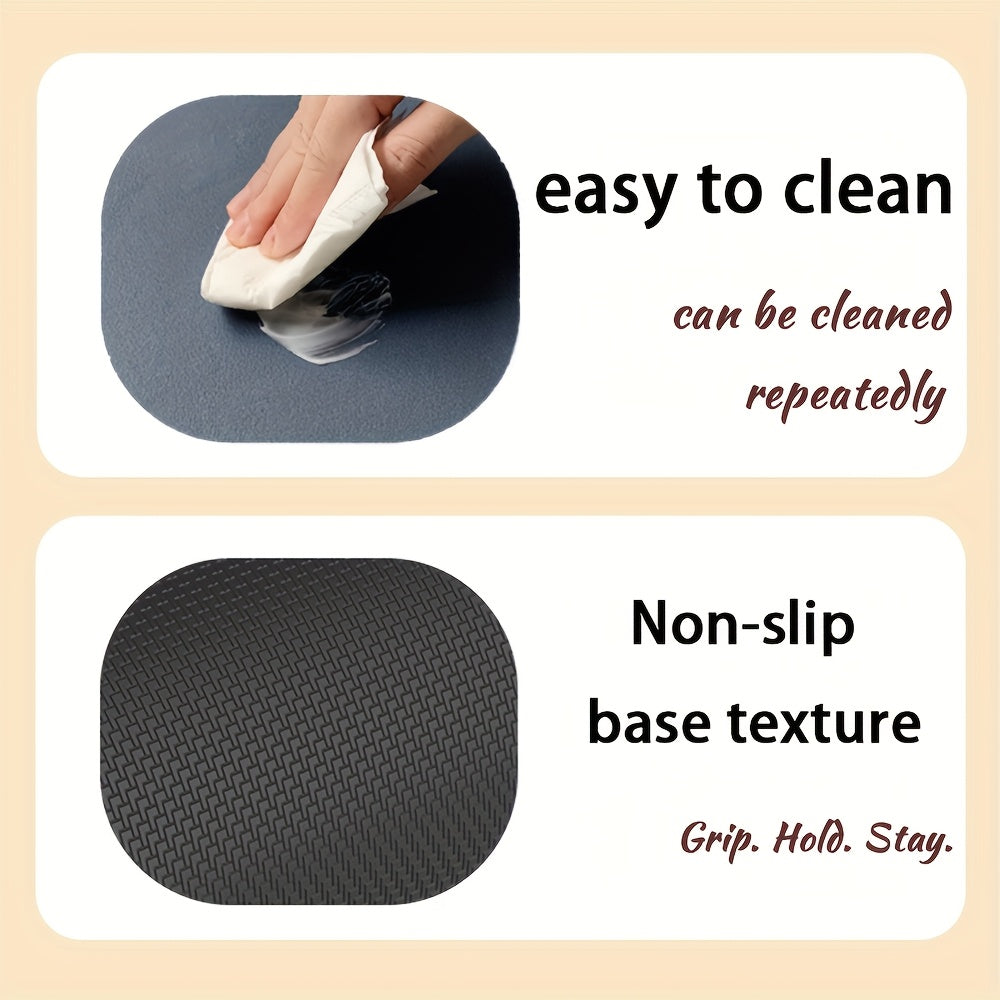 Personalized Quick-Dry Pet Feeding Mat with Non-Slip Rubber Base - Custom Name, Minimalist Dark Grey Design for Dogs & Cats, Indoor Use, Great Gift for Pet Owners