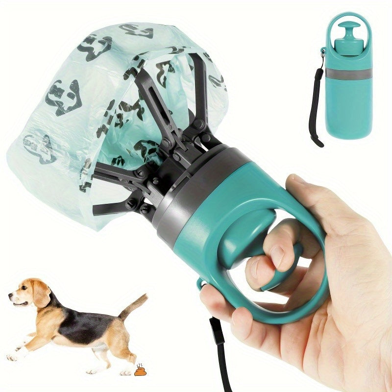 Portable Dog Poop Scooper Set with Bag Dispenser & 75 Poop Bags – 6-Piece Durable Plastic Waste Pick-Up Kit with Cute Paw Design, Works for All Dog Breeds, Outdoor Dog Walking Essential