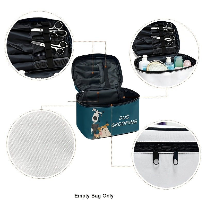 Dog Grooming Organizer Bag with Zipper - Portable Pet Grooming Supplies Storage Case for Home and Travel, Dog-Themed Grooming Tool Holder, Gift for Pet Owners and Dog Groomers, Multiple Colors & Styles