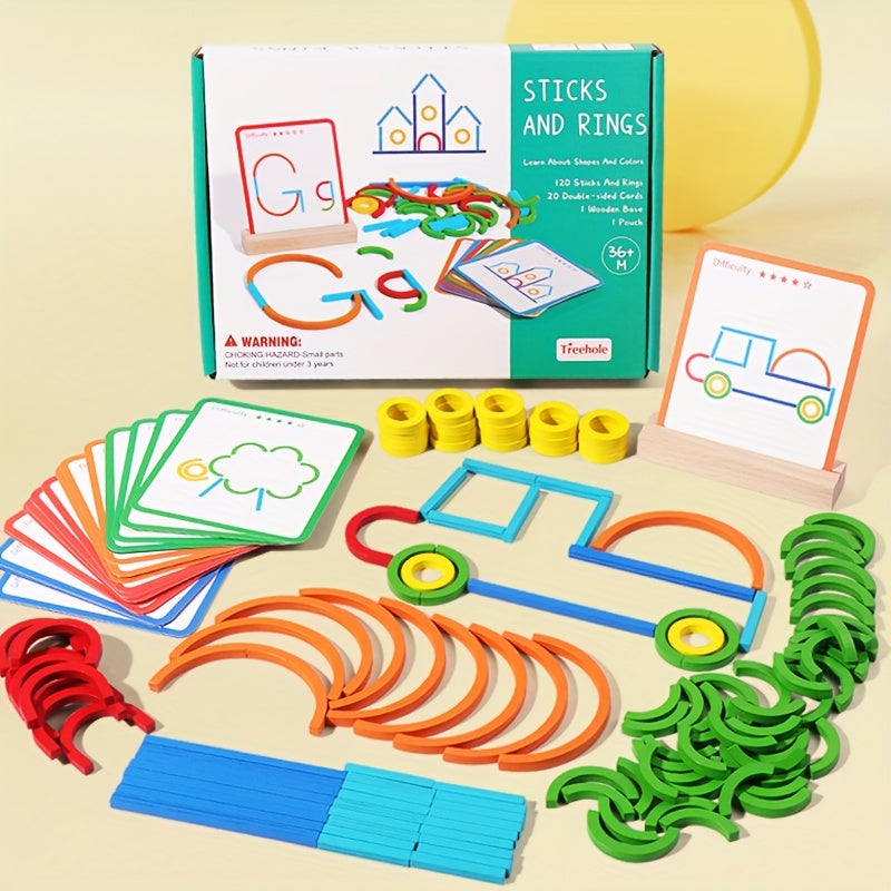 Toddler Peg Rod Toy for Fine Motor Skills & Color Recognition, Creative Shape Sorting Early Learning Toy, Montessori Kindergarten Education Activity, Best Gift for Boys & Girls Age 2-5